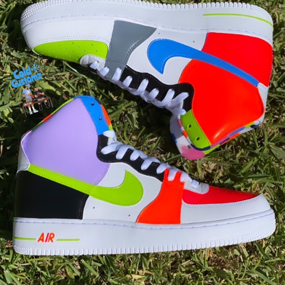 Custom Nike Air Force 1 High – “Neon Multi-Color” – Cold Society