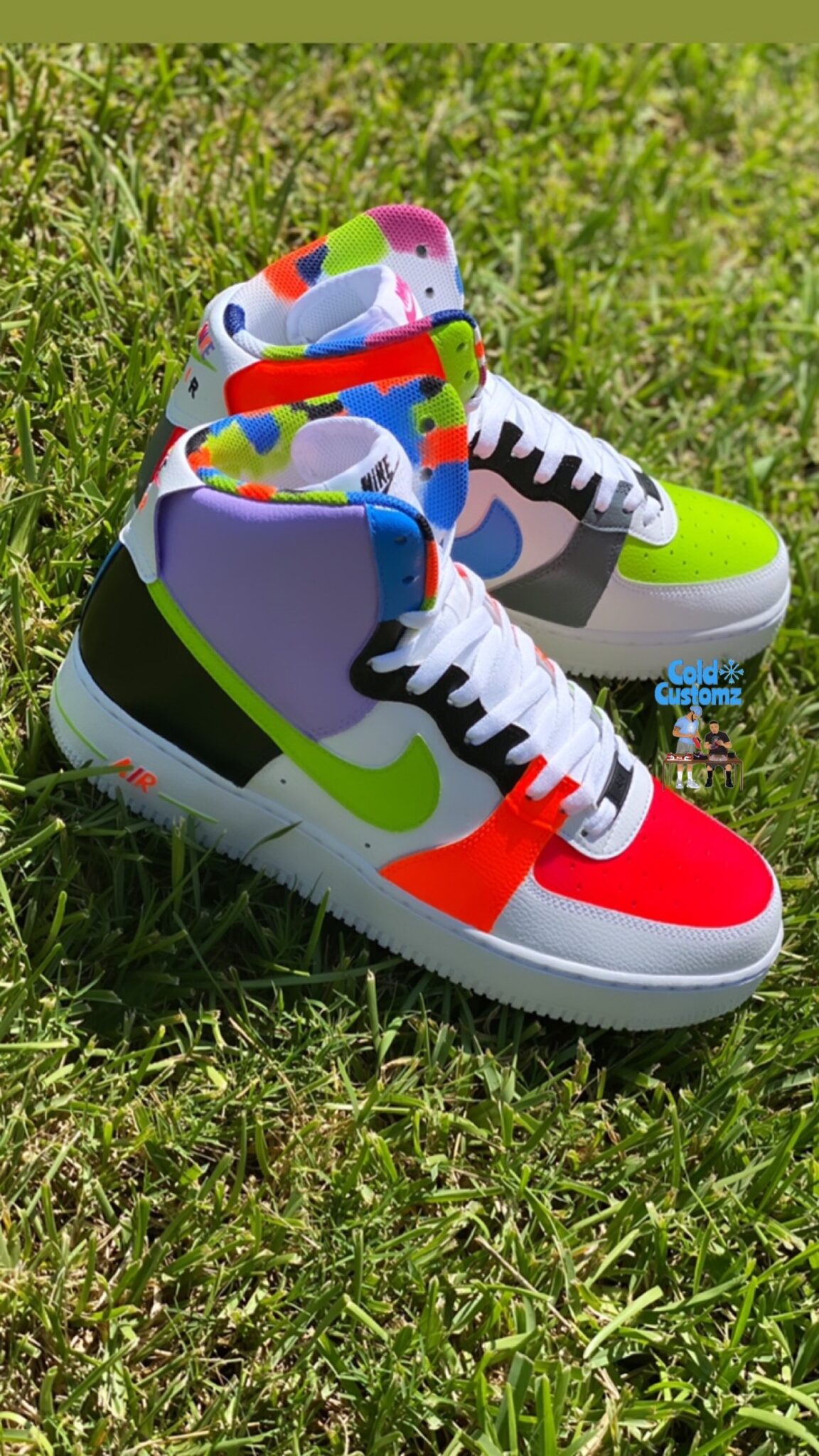 Custom Nike Air Force 1 High – “Neon Multi-Color” – Cold Society